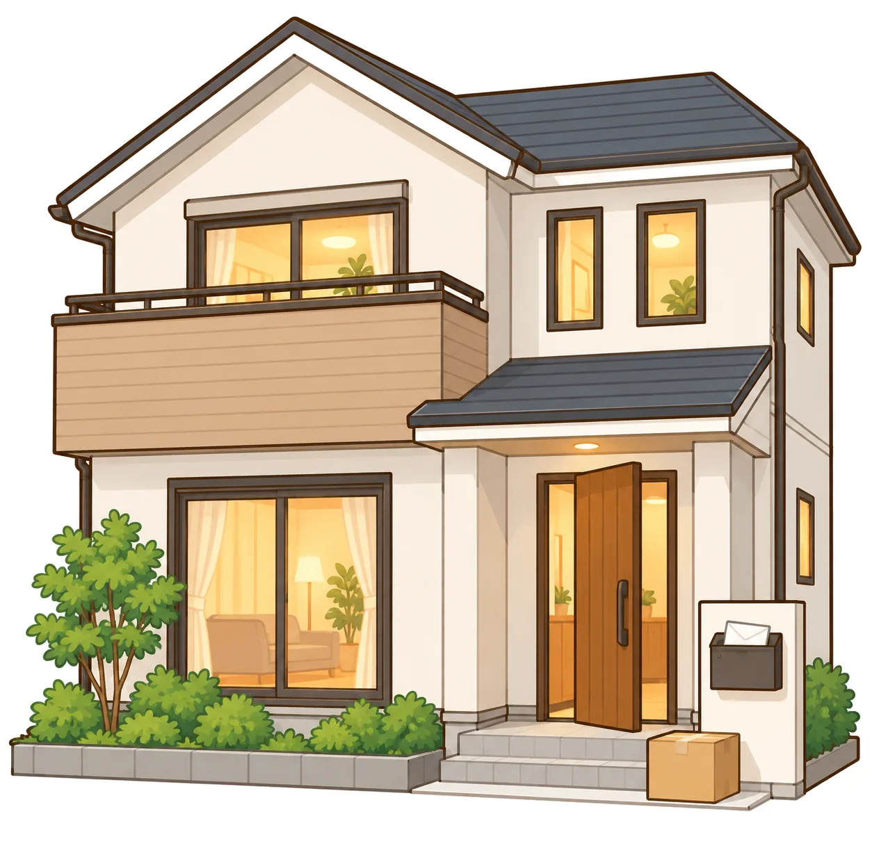 建った家