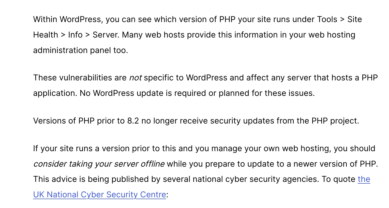 WordPress.org News「Critical PHP Security Release」（2026年10月21日）